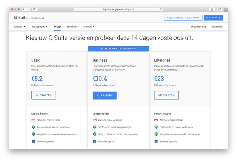 g suite pricing